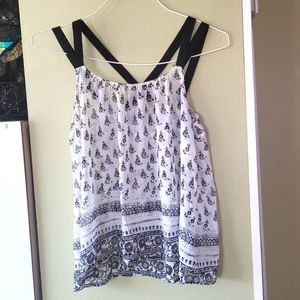 White and Black Sheer Top